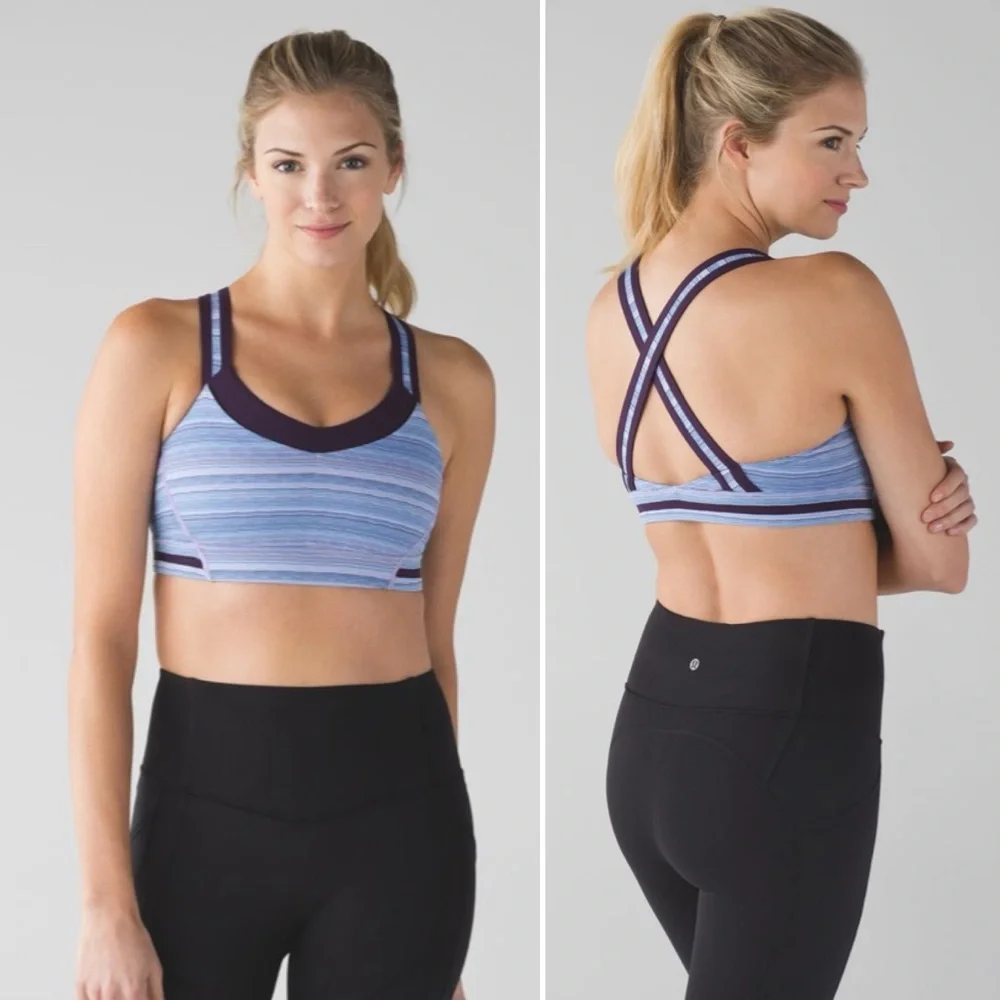 Lululemon Rack Pack Sports Bra Wave Twist Lilac Caspian Blue / Deep Zinfandel - Picture 1 of 12